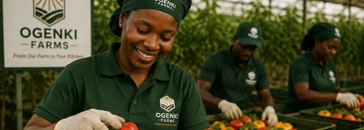 Grading and packing bell pepper at the Ogenki Farms packhouse